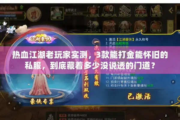 热血江湖老玩家实测，3款能打金能怀旧的私服，到底藏着多少没说透的门道？